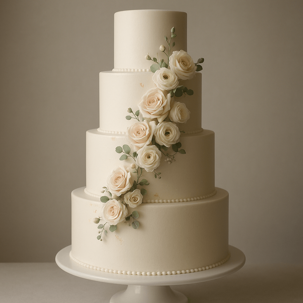 Elegante mehrstöckige Hochzeitstorte
